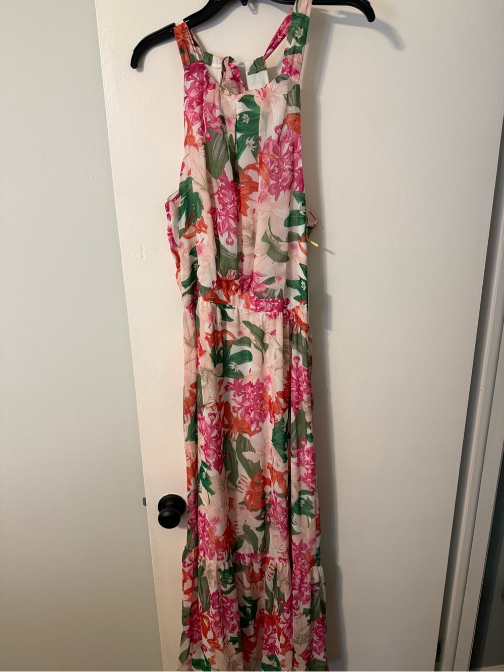 CeCe Floral Maxi Dress in Pink, Green and Cream